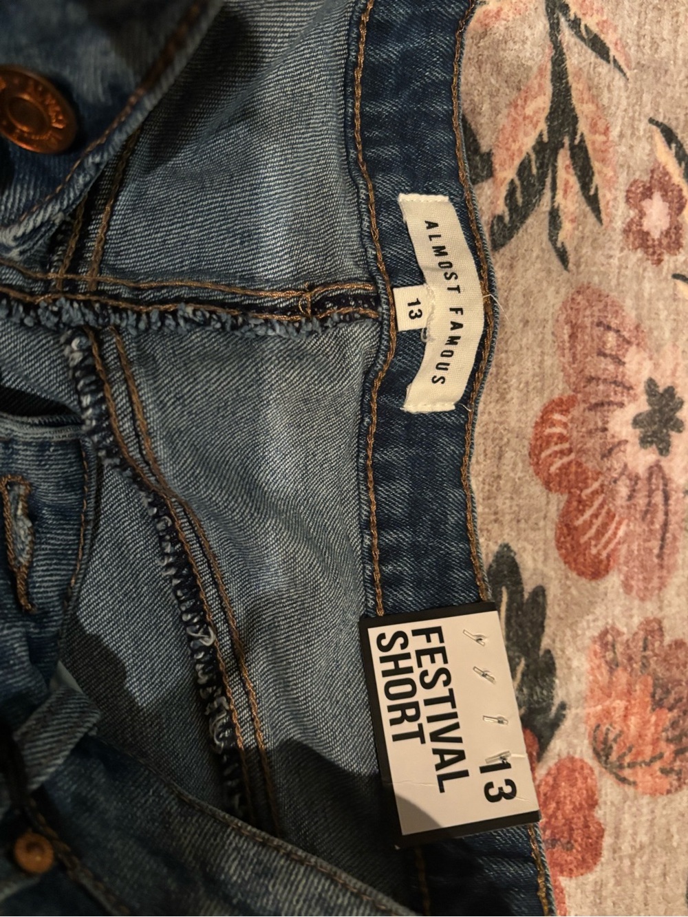 Almost Famous Light Blue Distressed Jean Shorts - Picture 2 of 4